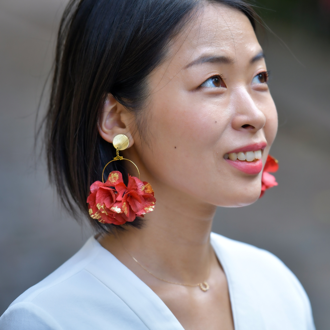 Boucles d’oreilles Eclipse Kintsugi rouges